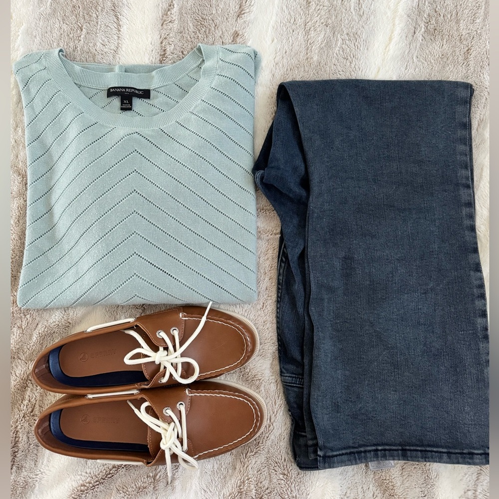 Banana Republic light sage green chevron open knit sweater